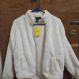 Forever 21 Women's White Teddy Jacket